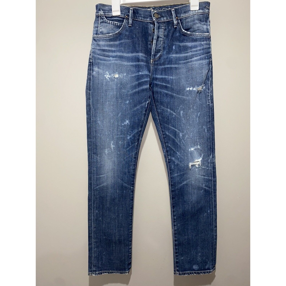 Goldsign Womens Holy Jeans W/ White Paint Markings,‎ Sz 27